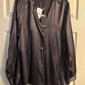 Rails Pearl Popover Blouse - Slate - XL - NWT - Satin Finish